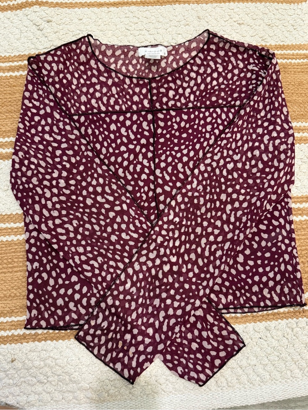 Kirious Sheer Plum and Light Pink Animal Print Long Sleeve Top